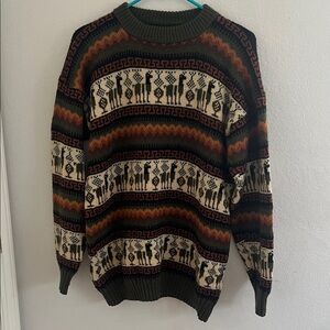 Vintage handmade alpaca pattern sweater est M
